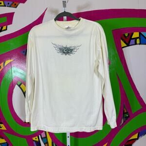 Cream Long Sleeve Shirt with Gray Graphic. Orange County Choppers. 2003 Size Med